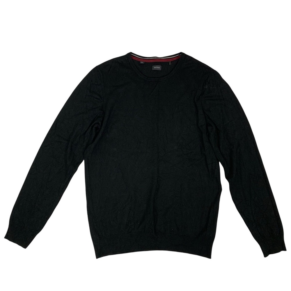 Buffalo David Bitton Mens Sweater XXL Black Crewneck Streetwear Minimalist